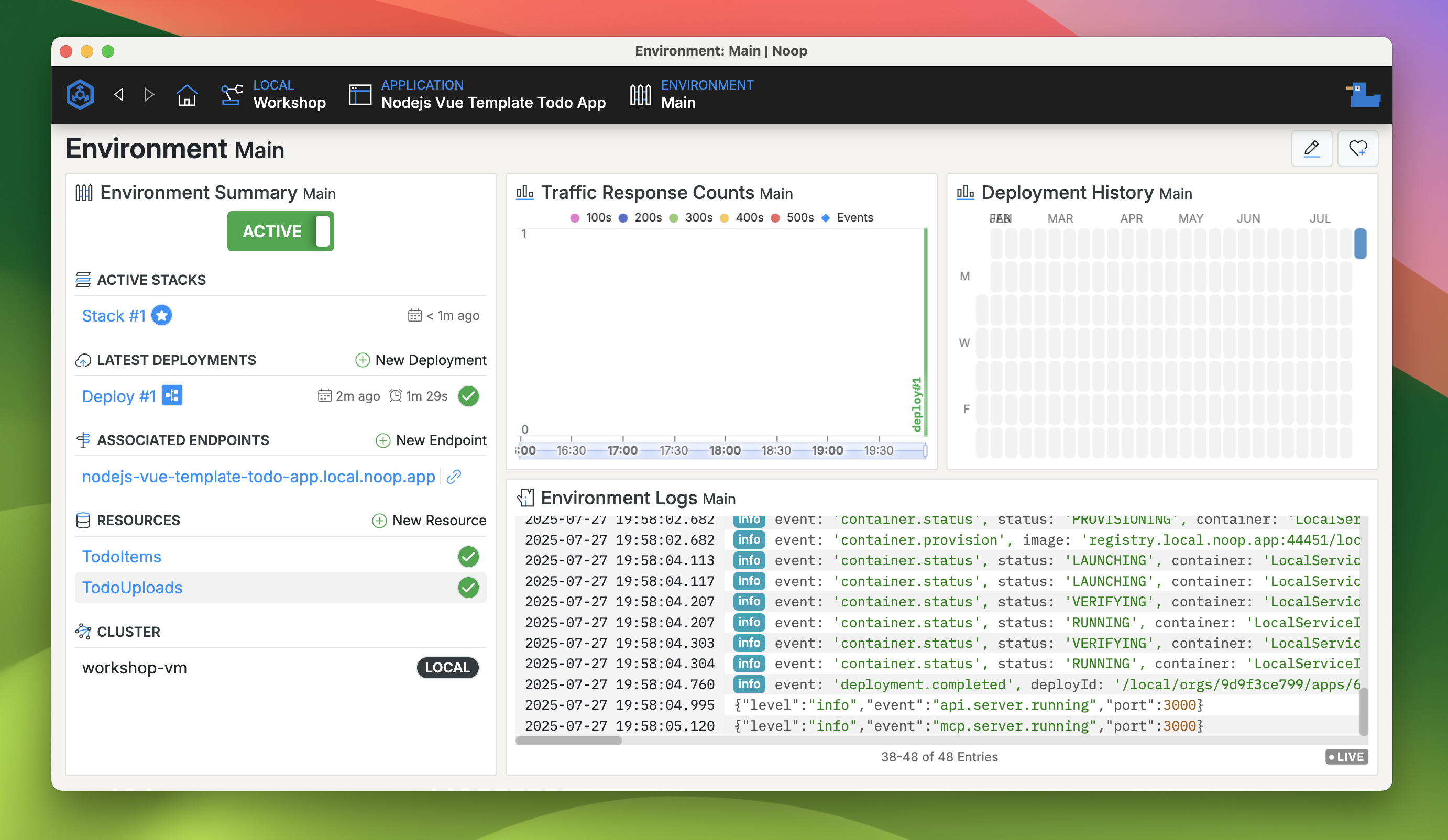 MCP template running within Noop Workshop
